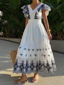 DAZY Women Midi Dresses Wedding Guest Dress Summer Sundress Boho Vacation Outfits Women - Navy Blue - View 1