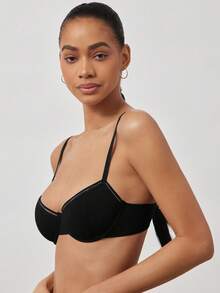 Ocili 1pc Women's Fashion Comfortable Wireless Solid Color Bra, Sexy Backless Versatile Lingerie - Black - View 4