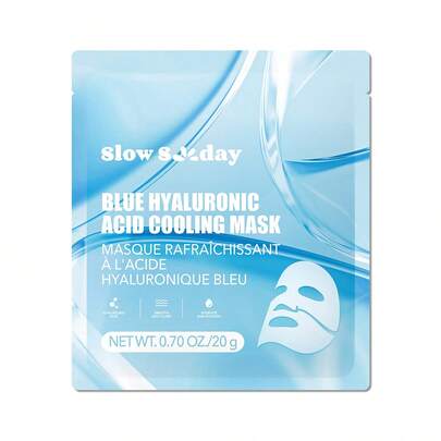 Slow Sunday Blue Hyaluronic Acid Cooling Mask, With Hyaluronic Acid And Collagen, Instantly Soothes & Refreshes Sun-Exposed Skin, Cooling & Calming, Deep Moisturizing, Improves Elasticity, Smooths Skin, Vegan Formula, Korean Collagen Mask, Jelly Face Mask, Ideal For All Skin Types, Suitable For Summer