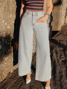 Elenary Edit Quần Jeans Ống Thẳng Cạp Thấp Thường Ngày Cho Nữ - Rửa nhẹ - Xem 3