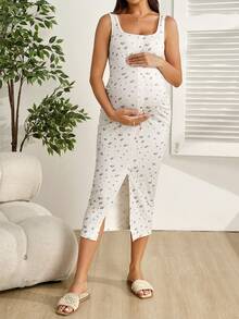 SHEIN Đầm bầu không tay in họa tiết, kiểu dáng thường ngày. - Nhiều màu - Xem 3