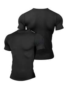 Gym Rark Men's Raglan Short Sleeve Casual Fitness Workout T-Shirt - Black - View 1
