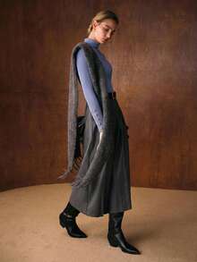 MOTF PREMIUM MINIMALIST METAL BUCKLE DECOR BASE LAYER SWEATER - Teal Blue - View 7