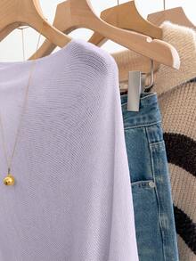 EMERY ROSE Áo choàng Poncho dáng rộng thoải mái dành cho nữ, thích hợp cho kỳ nghỉ xuân/hè. - Màu Lilac Tím - Xem 6