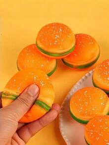 1PC Soft Hamburger Stress Ball Squishy Sensory Toy For Anxiety Relief Autism Calming Aid Squeeze Decompression Toy For Adults Office Desk Fidget Gadget Birthday Gift Novelty - Multicolor - View 3