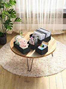 6件套布艺化妆品收纳盒抽屉整理器多隔层珠宝收纳盒便携式化妆品收纳盒带提手家居装饰房间装饰卧室装饰旅行收纳梳妆台收纳盒柔软纺织防尘收纳方案 - 黑色 - 查看 7