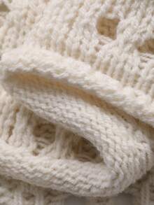 DAZY Women's Round Neck Hollow Out Loose Knit Sweater, Vacation & Casual Street Style, Spring & Summer - Beige - View 7