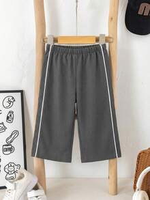 1pc Young Boys' Casual Sports Pants, Straight Leg, Soft & Comfortable, With Decorative Drawstring, Versatile For Daily Wear, School, Outdoor, Sports, Suitable For Spring, Summer, Autumn, Winter - Light Grey - View 3