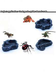 Reptile Rock Feeder, Suitable For: Lizards, Turtles, Reptiles, Amphibians, Fish - Multicolor - View 1