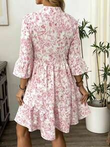 SHEIN Summer New V-Neck Ditsy Floral Maternity Dress With Flared Hem - Multicolor - View 2