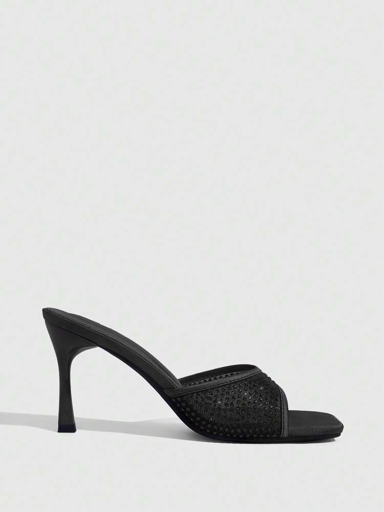 CUCCOO SZL Ladies Mesh Hot Rhinestone High Heel Sandals Prom Heels