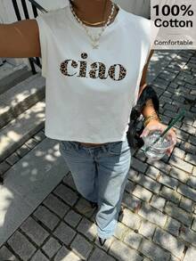 Siren Gaze 95%纯棉女士休闲圆领无袖露脐背心，适合夏季穿着 - 彩色 - 查看 4