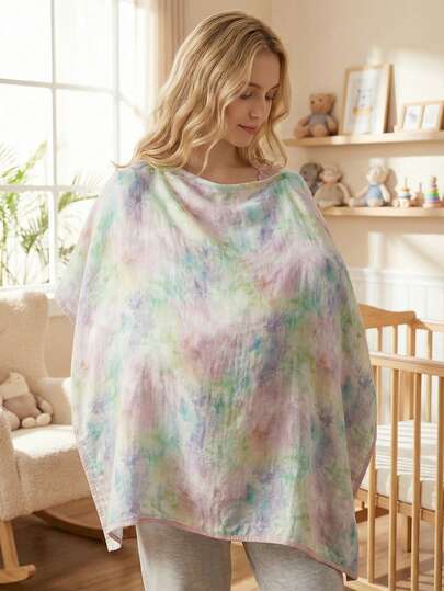 Cozy Pixies 1 Oeko-Tex Certified Color Tie-Dye Printed Mom Nursing Gown Soft And Comfortable For Everyday Mothers