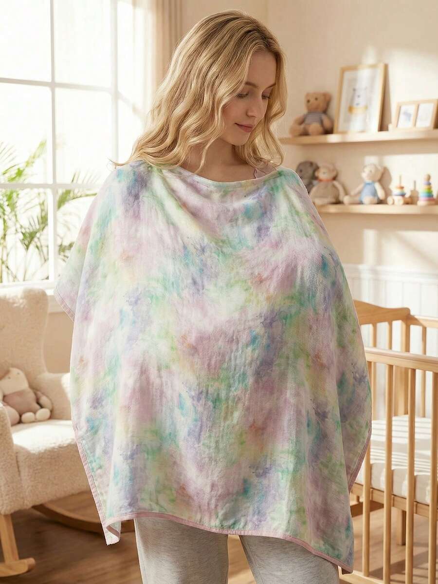 Cozy Pixies 1件经Oeko-Tex认证的扎染印花哺乳睡袍,柔软舒适,适合日常妈妈穿着 - 彩色 - 查看 1