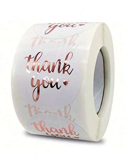 500pcs/Roll Thank You Label Stickers With English Phrase Patterns, Decorative Sealing Stickers For Gift Wrapping