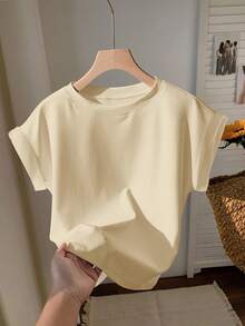 Comfortcana 2pcs/Set Round Neck Raglan Sleeve Short Sleeve T-Shirt, Suitable For Summer,Summer Top - Multicolor - View 3