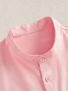 Mercer Haus 男士亚麻棕榈树印花单排扣短袖衬衫和抽绳裤套装，舒适服装 - 淺粉色 - 查看 6