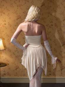 ROMWE 性感褶皱蝴蝶结不对称下摆迷你连衣裙（女款） - 彩色 - 查看 8