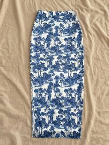 Trelyra Minifalda ajustado de malla con estampado de leopardo para mujer - Azul - Ver 2