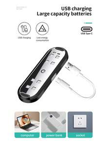Teckwe 2 LED Door Warning Lights With 7 Colors Flashing, Ambient Lights, Safety Lights, Wireless And Wireless Installation, Convenient For Night Decoration Lights, 150mAh Rechargeable Lithium Battery; Equipped With USB Data Cable - 2 pieces door opening light - View 9