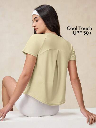 OutZeal Áo thun nữ ngoài trời, thích hợp cho leo núi, tập gym, mùa hè, chống tia UV, thoáng mát, xếp ly chéo.