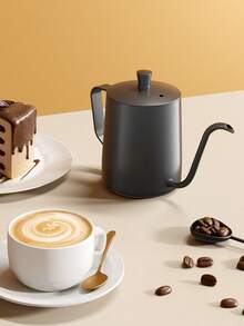 Teckwe 小型鹅颈式咖啡壶，不锈钢咖啡壶，野营咖啡壶，户外旅行咖啡壶，导热性好，清洁方便，握感舒适，圣诞礼物，秋冬季假期必备露营度假必备品，度假配件，露营用品 - 黑色 - 查看 2