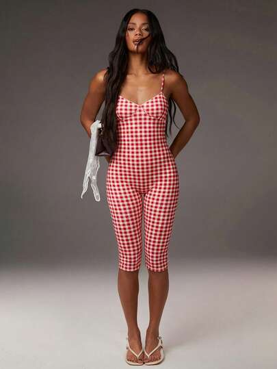 Athîral Mono casual minimalista a cuadros para mujer