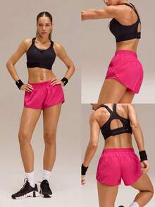 GLOWMODE 2.5英寸速干透气轻便拉链口袋反光条低腰运动跑步短裤，内置除臭内裤，适合慢跑、训练、健身房锻炼，情人节特惠。 - 熱帶粉紅色 - 查看 8
