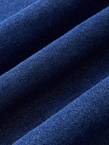 GlowEve 女士无袖收腰休闲牛仔连衣裙，适合夏季日常通勤 - 藍色 - 查看 4