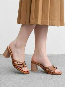 CUCCOO BIZCHIC Women's Buckle Design Fashion Daily Wear High Heel Sandals - Brown - View 8