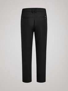 Officeau 男士纯色休闲锥形裤，带口袋 - 黑色 - 查看 2