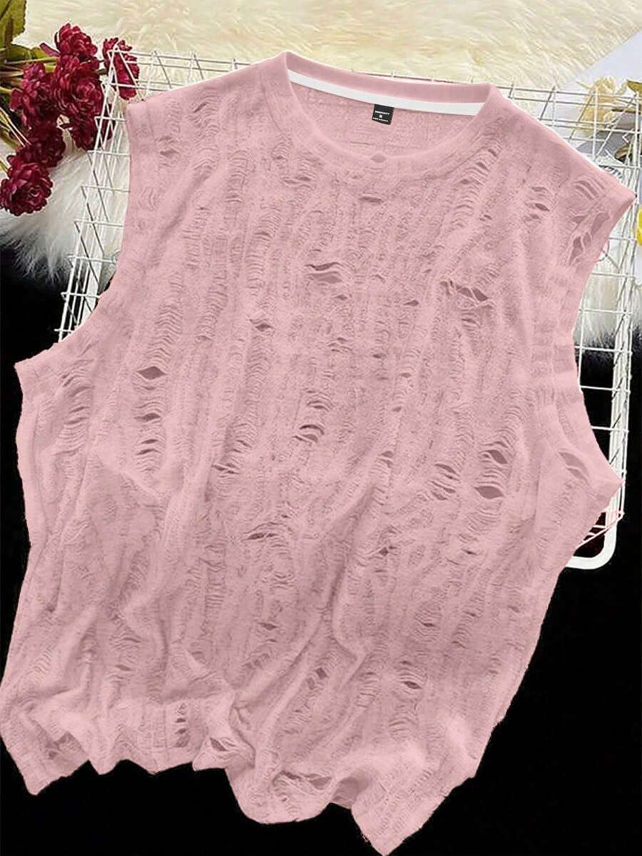 Claim Dot Áo tank top nam phong cách đường phố, chất liệu jacquard sần sùi, cổ tròn, áo xuyên thấu nam, áo hồng nam. - Hồng - Xem 1