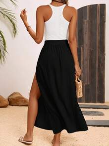 EMERY ROSE 結飾腰罩衫半身裙 - 黑色 - 查看 2