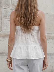 CielaLinda Women White Embroidered Cami Top - White - View 2