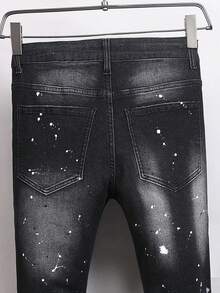 Manfinity Roughcore Jeans in denim lavato e consumato, stile casual, taglie comode per uomo - Grigio Scuro - Visualizzare 4
