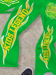 Tween Boy Green Summer Streetwear City Break Graphic Print Round Neck Short Sleeve T-Shirt And Flare Pants Set,Y2K Kids Legend Activewear Outfit - Multicolor - View 5