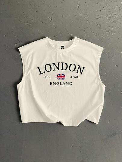 StoneGrade Áo vest dáng rộng in chữ và cờ London, kiểu áo không tay thời trang thường ngày dành cho nam, thích hợp cho hẹn hò, dự tiệc, quà tặng đôi.