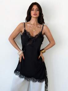 Rafferiza Đầm ren phối mảnh nhẹ nhàng, mềm mại, phong cách tối giản thường ngày. - màu đen - Xem 5