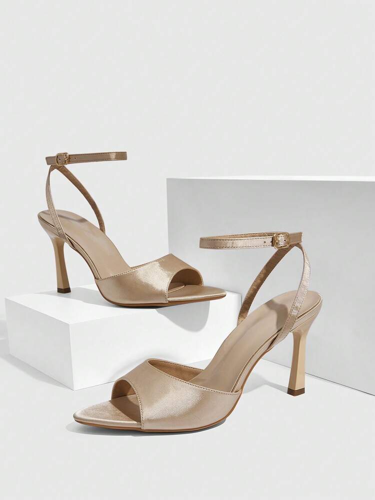 CUCCOO SZL Women Shoes Spring And Summer New Apricot One-Piece Open Toe Ankle Strap Women's High-Heeled Sandals Fashionable, Comfortable And Versatile Sexy Party Women's Sandals Open Toe Sandals