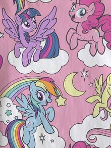 My Little Pony X SHEIN 少女卡通印花圆领短袖T恤 - 白色 - 查看 3