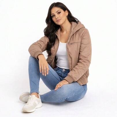 Chaqueta Casual con Capucha para Mujer – Chamarra Ligera con Cierre Frontal