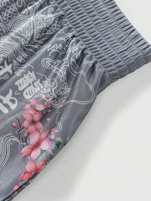 ROMWE MEN Anime Men's Collaboration Boxing Shorts - Grey - View 6