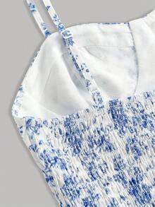 SHEIN 少女碎花无袖中长连衣裙，清新粉色 - 彩色 - 查看 4