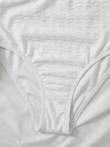 SHEIN 少女米色挂脖泳衣，2026春夏新款，休闲沙滩度假时尚 - 白色 - 查看 4