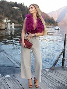 Elenary Edit 女式夏季宽松休闲破洞牛仔裤 - 灰色 - 查看 5