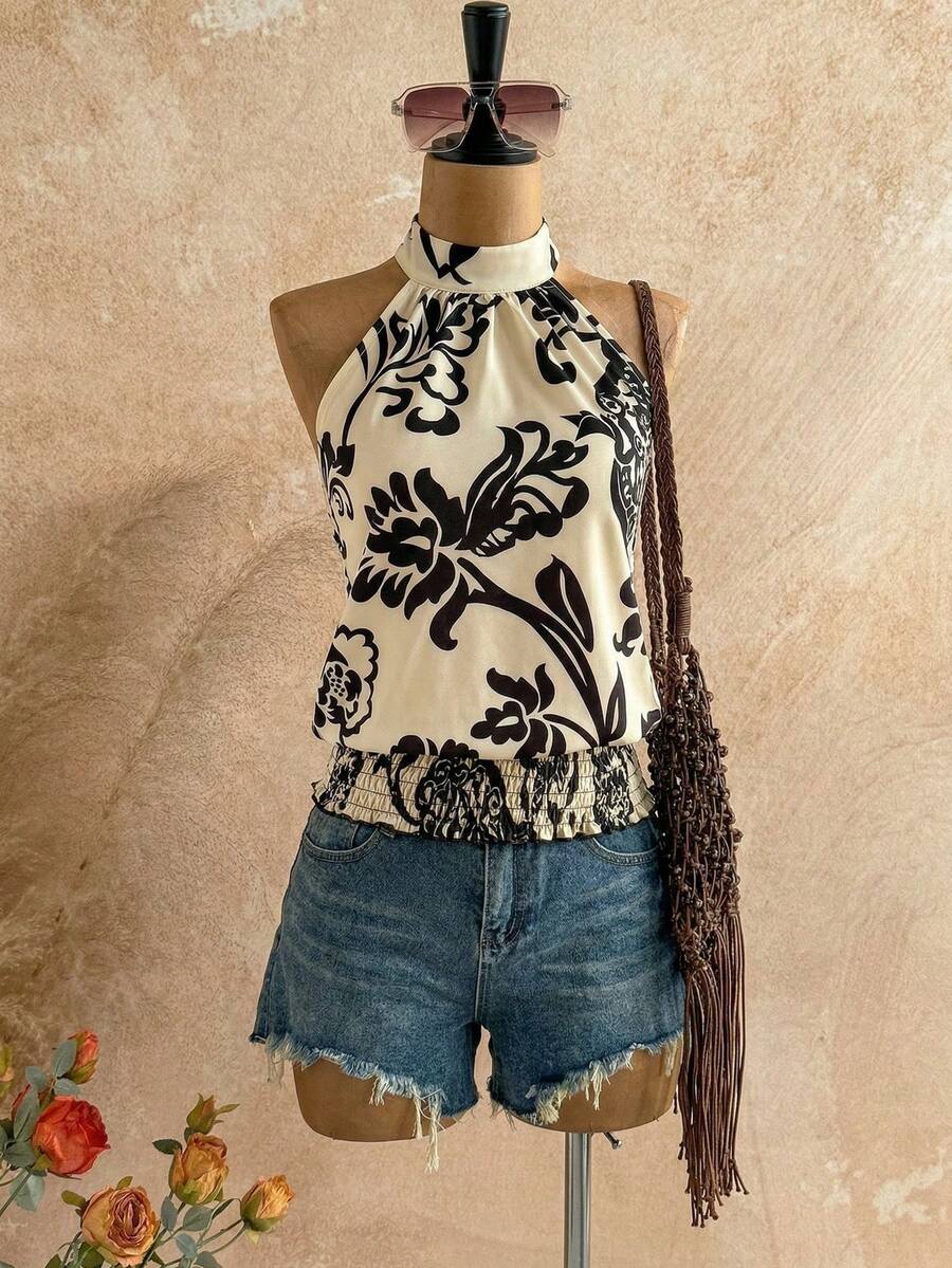 Flirla Women's Casual Bohemian Paisley Retro Print Sleeveless Blouse, Fashion For Daily Wear, Spring/Summer - Multicolor - View 1