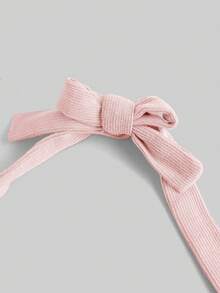 SHEIN Girlism Teen Girls' Spring & Summer Street, All-Match, Casual, Versatile, Vacation Strapless Ruched Elastic Bow Fitted Crop Top - Pink - View 3