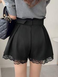 DAZY Women's Lace Patchwork Wide Leg Shorts Summer Going Out Black Elegant - Black - View 5