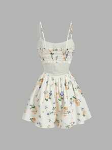 SHEIN MOD Women's Summer Floral Print Front Tie Spaghetti Strap Wide Leg Jumpsuit - Multicolor - View 5