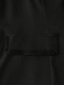 GlowEve CURVE 女士单排扣撞色滚边西装外套及A字裙套装，优雅休闲通勤时尚法式街头复古商务度假装，杏色西装外套搭配棕色半裙，秋冬两件套。 - 黑色 - 查看 6